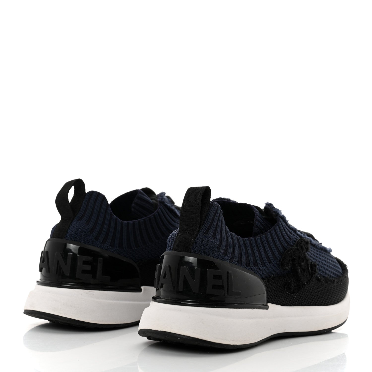 Chanel Fabric Logo Sneakers 35.5 Navy Black 4 of 9