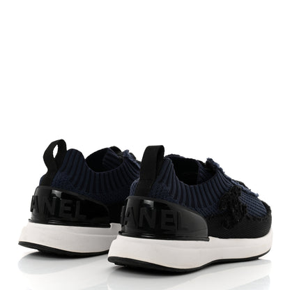 Chanel Fabric Logo Sneakers 35.5 Navy Black 4 of 9