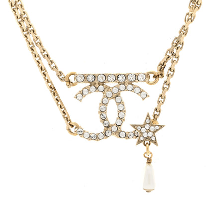 Chanel Pearl Crystal CC Star Choker Necklace Gold 4 of 6