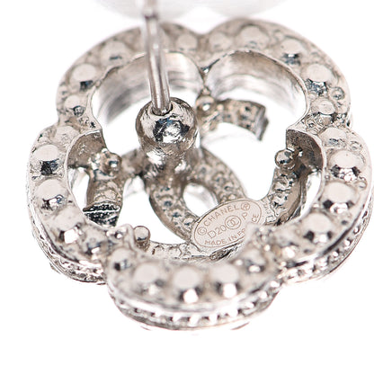 Chanel Crystal Coco Flapper Camellia CC Stud Earrings Silver 4 of 5