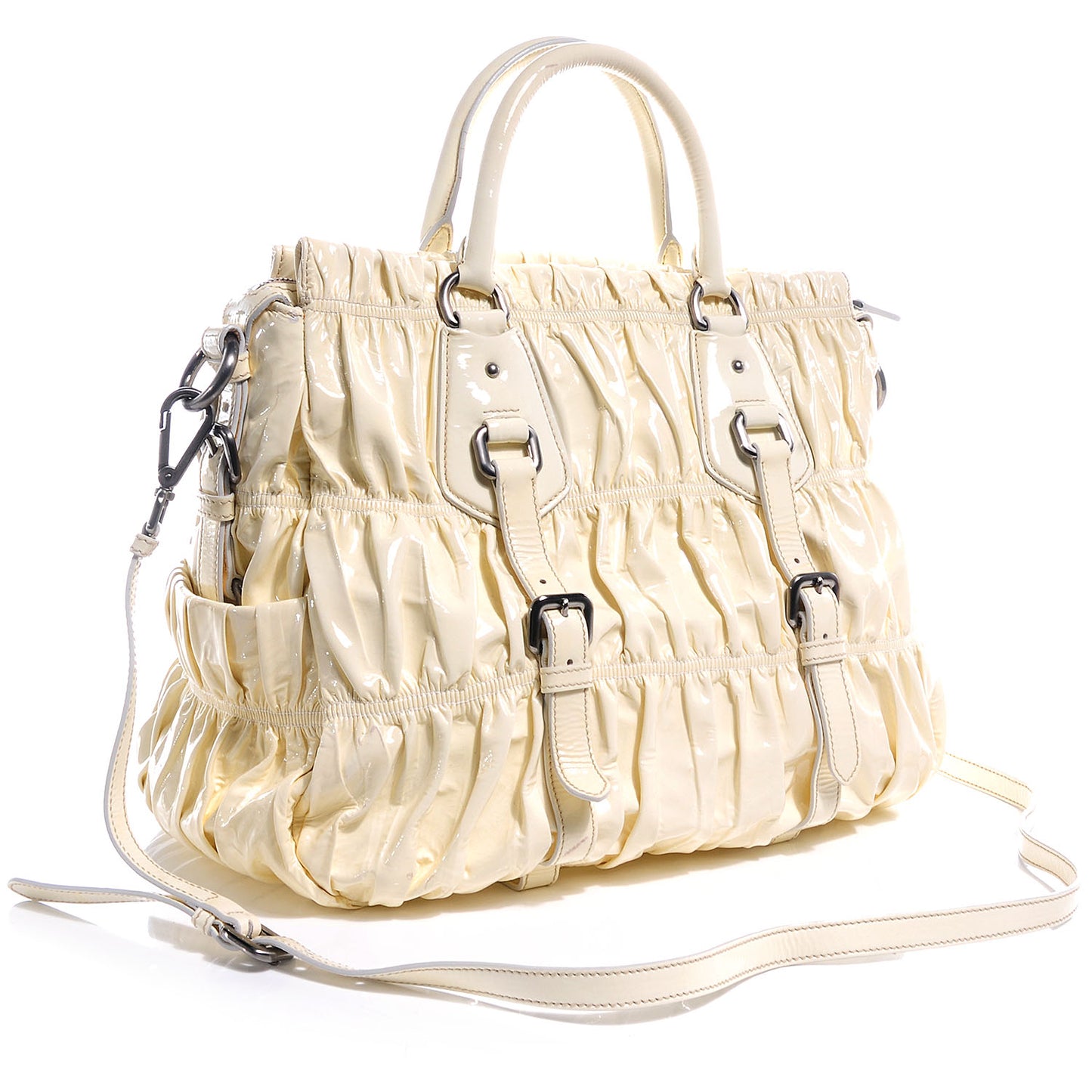 Vernice Dressy Gaufre Tote White