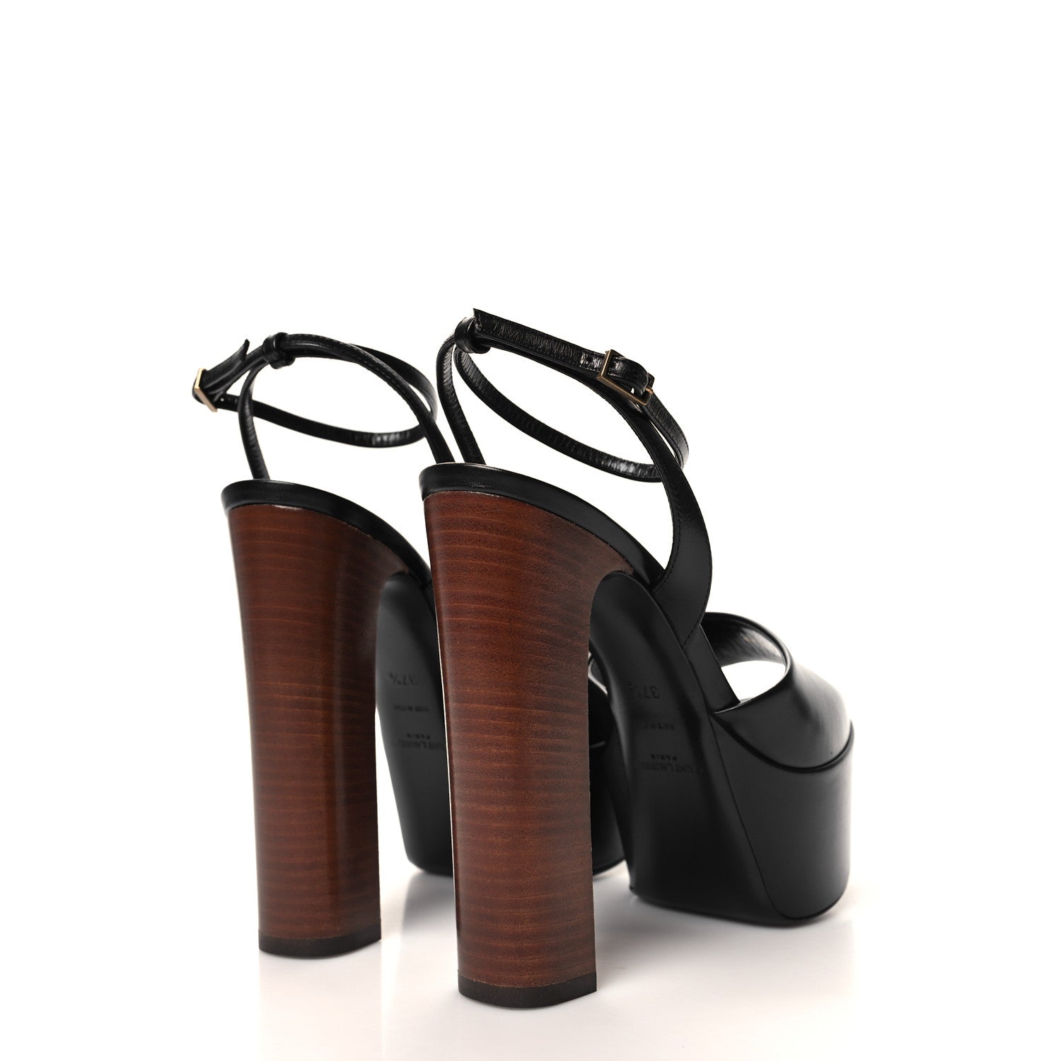 Saint Laurent Vitello Krisstal Jodie 95 Platform Sandals 37.5 Black 4 of 9