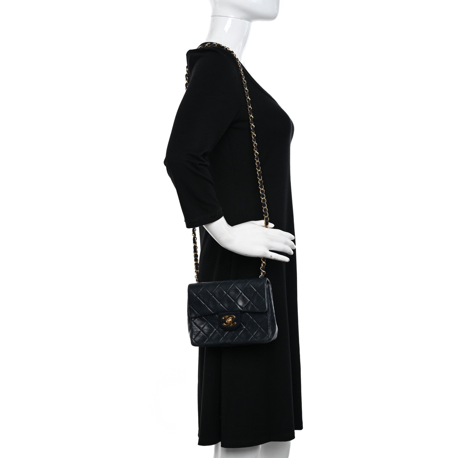 Chanel Lambskin Quilted Mini Square Flap Navy Blue 2 of 10