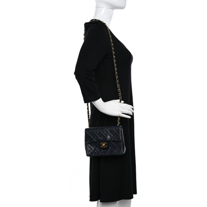 Chanel Lambskin Quilted Mini Square Flap Navy Blue 2 of 10