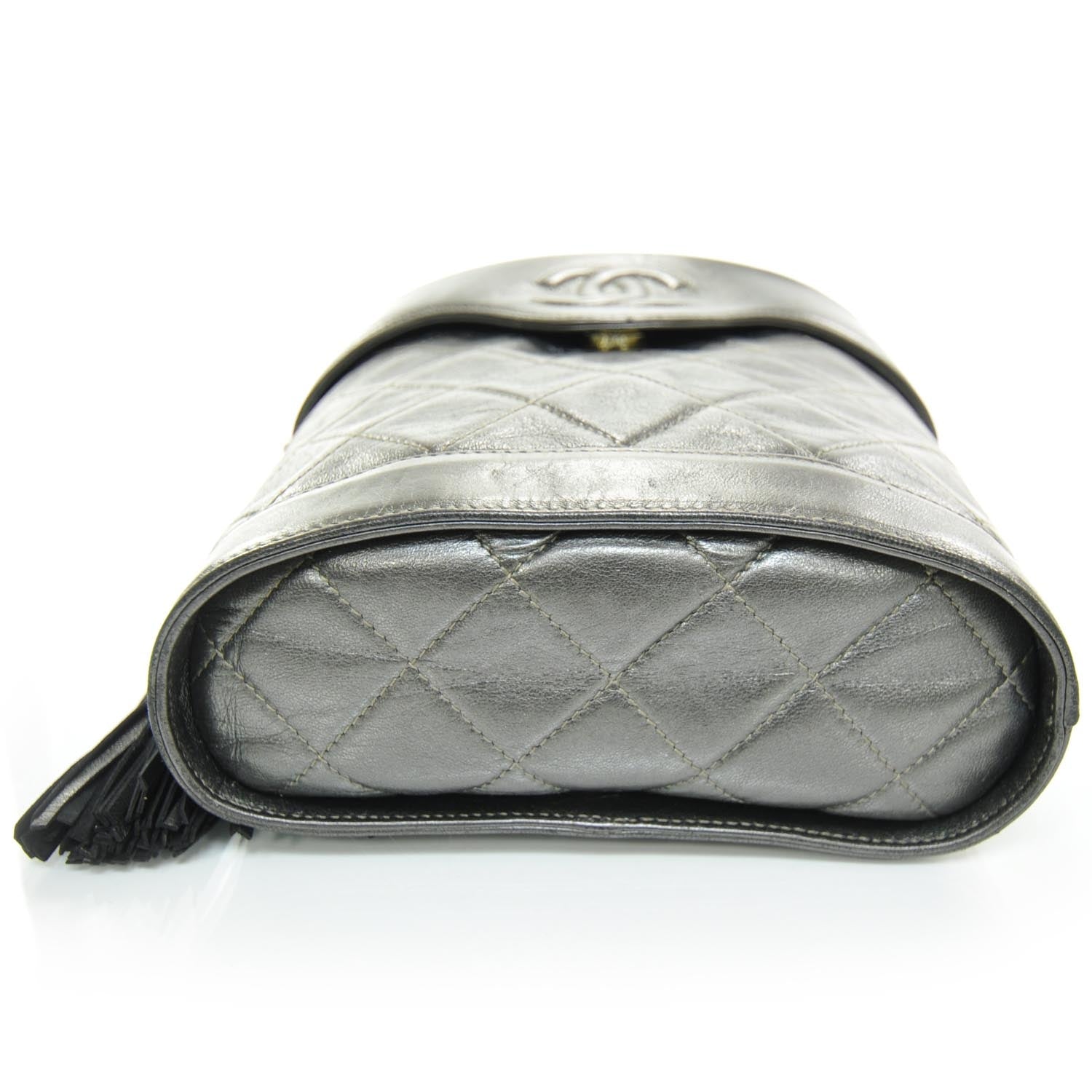 Chanel Quilted Lambskin Tassel Shoulder Bag Pewter 4 of 10