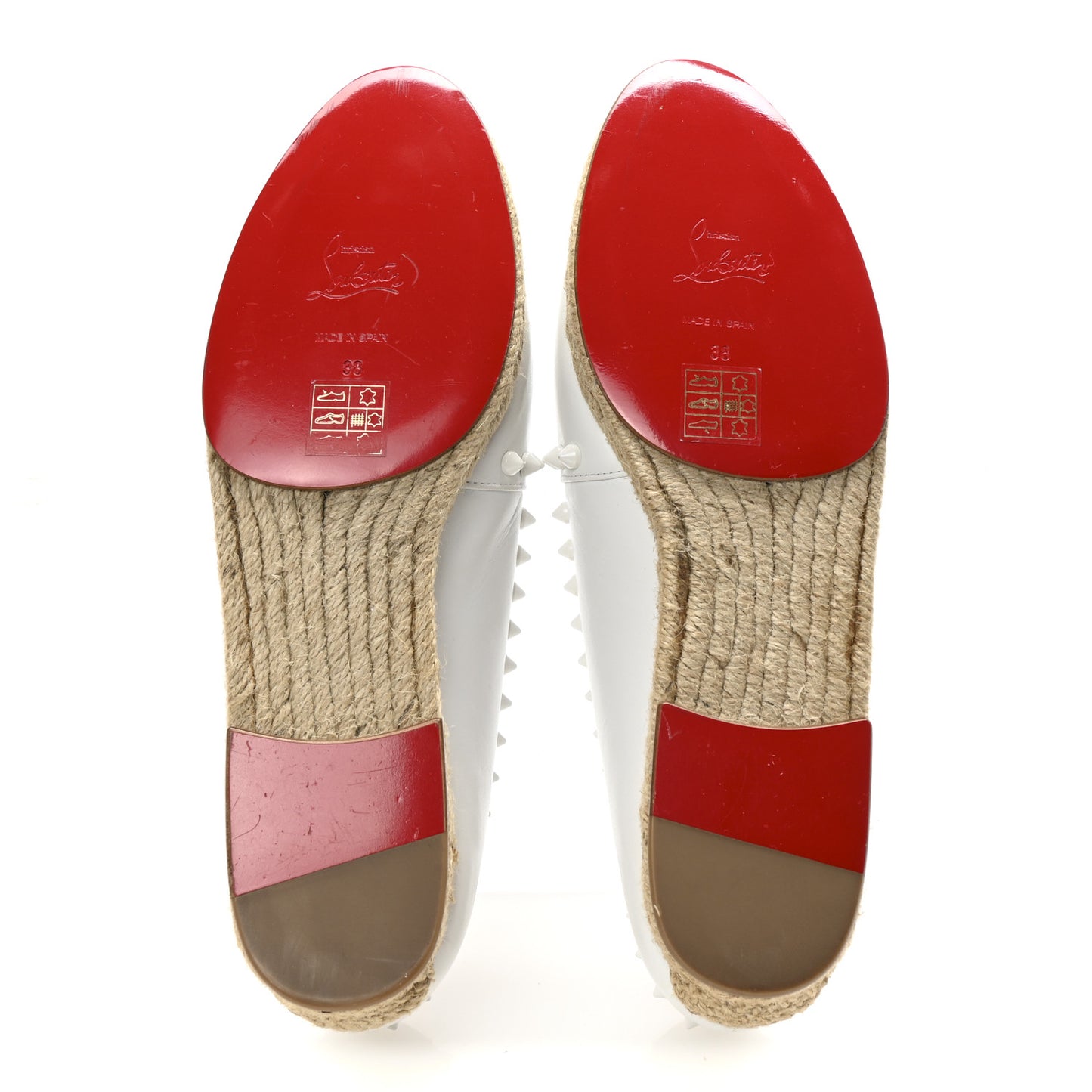 Calfskin Spikes Ares Flat Espadrilles 38 White