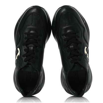Gucci Dali Soft Calfskin Cut Out Interlocking G Mens Rhyton Sneakers 11 Black Ivoire 2 of 10