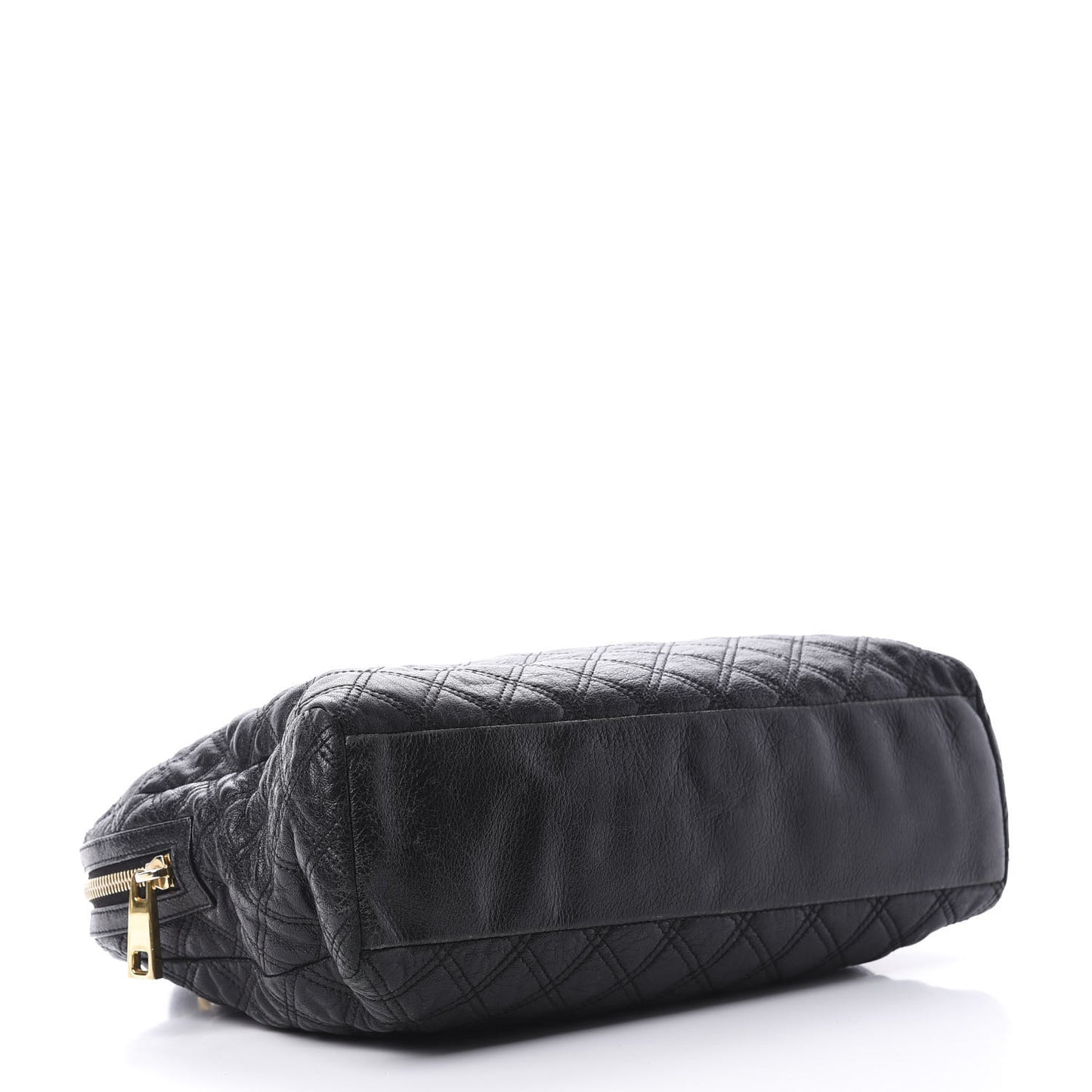 Lacquered Goatskin Quilted Karlie Satchel Black
