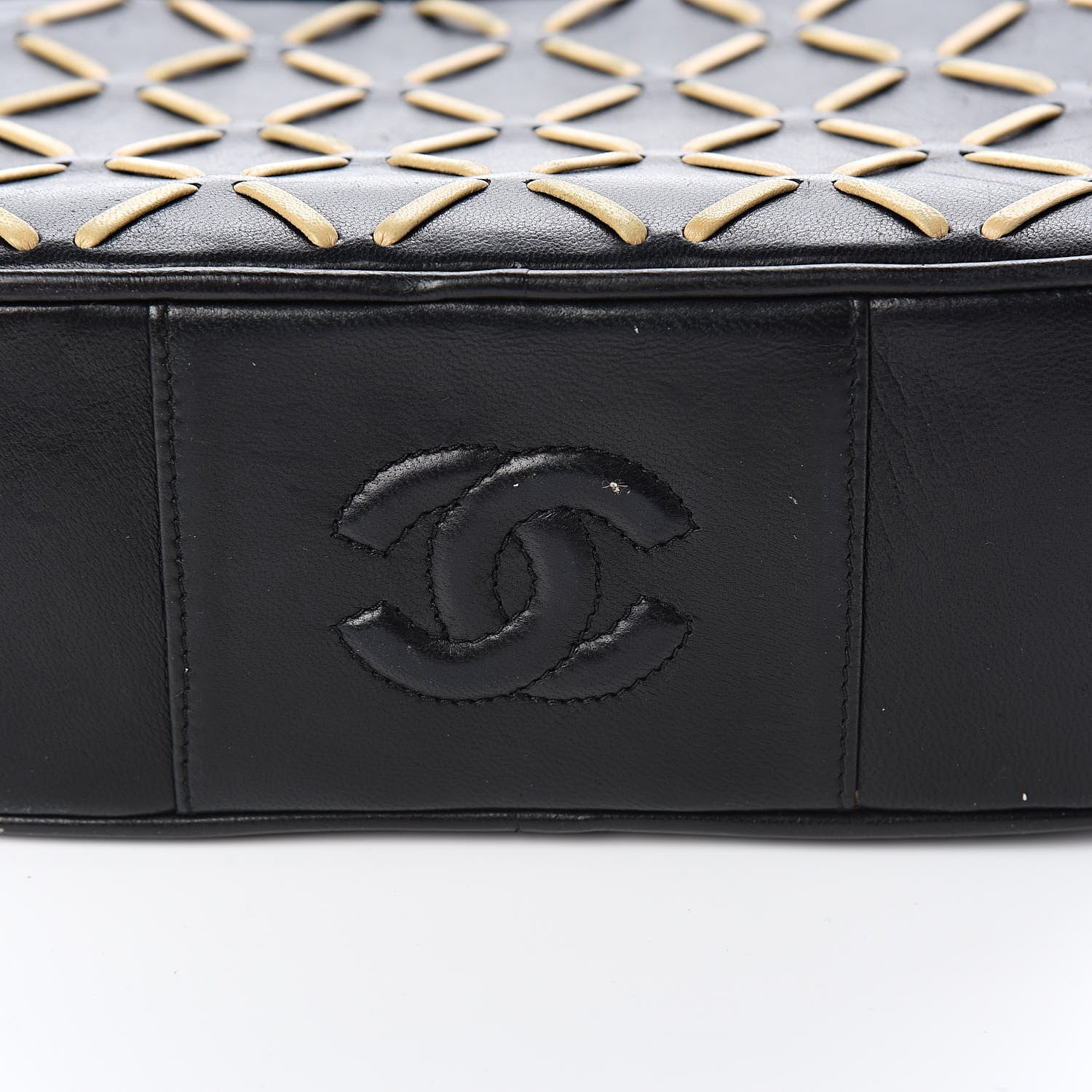 Chanel Lambskin Stitched Tassel Camera Case Black Beige 10 of 13