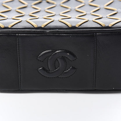 Chanel Lambskin Stitched Tassel Camera Case Black Beige 10 of 13
