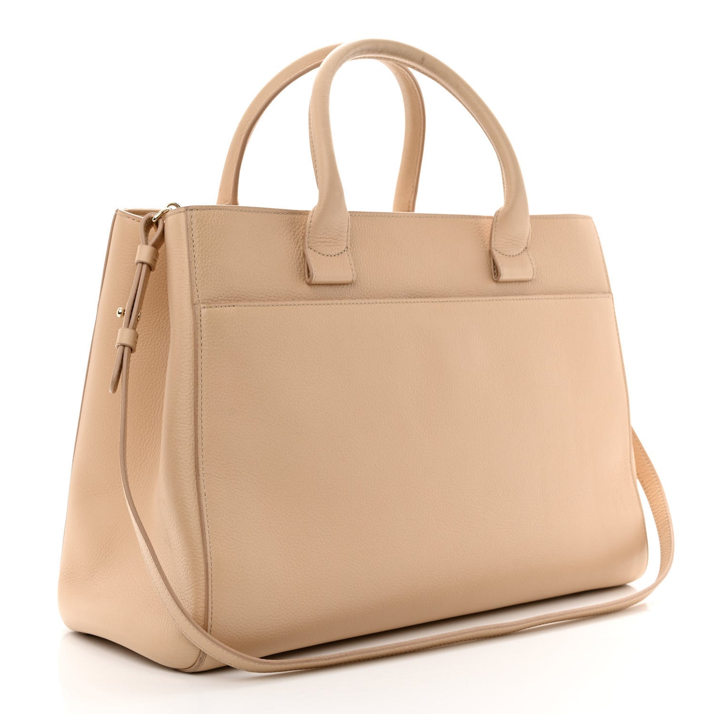 Grained Calfskin Medium Neo Executive Shopper Tote Beige