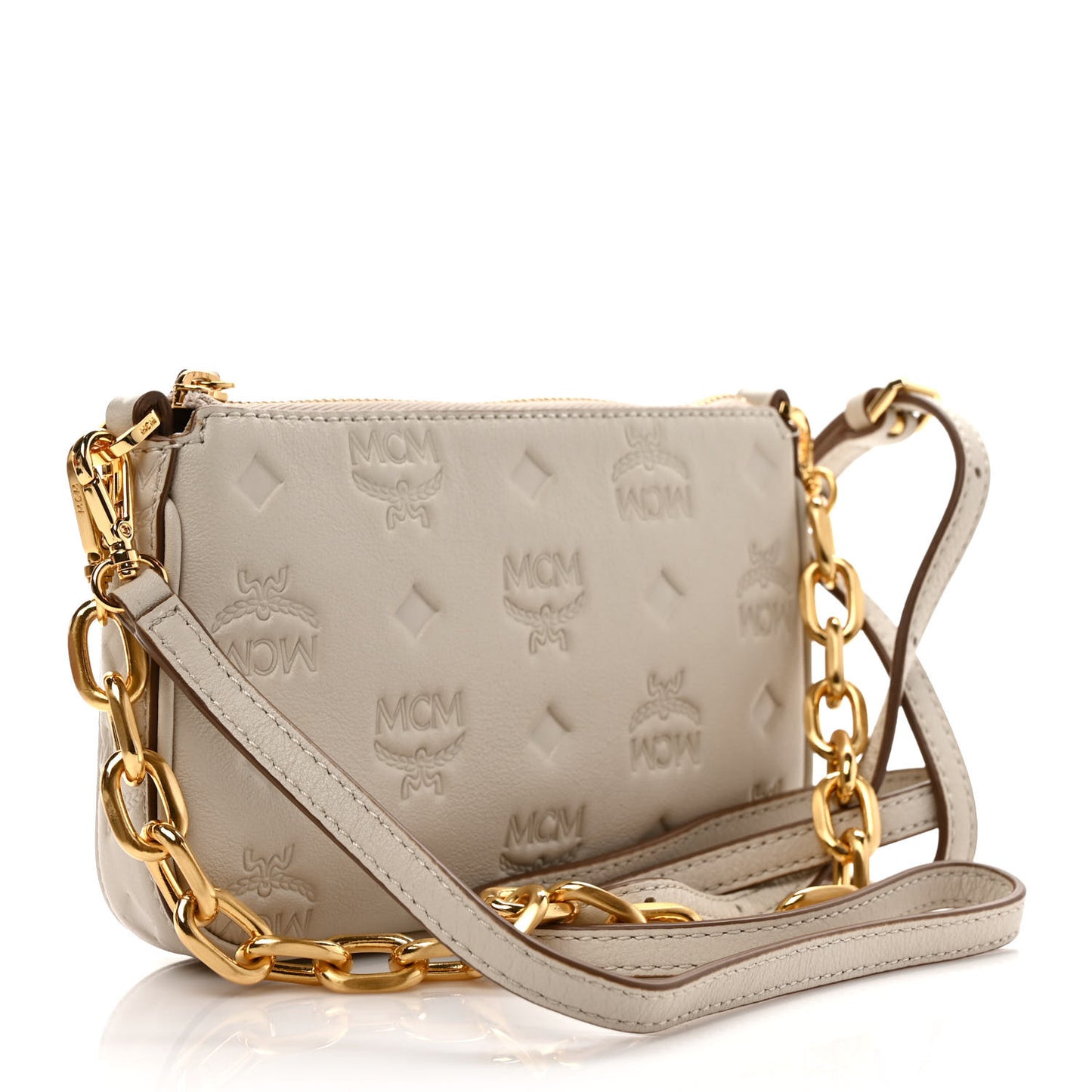 Calfskin Ottomar Mini Aren Chain Crossbody Bag Oatmeal
