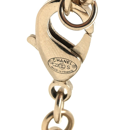 Chanel Metal Crystal Logo Choker Necklace Gold 5 of 5