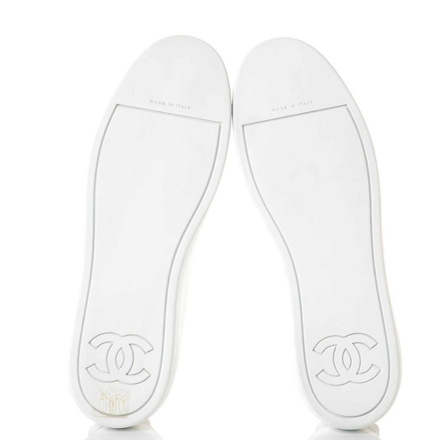 Calfskin Velvet Womens CC Sneakers 41.5 White Silver