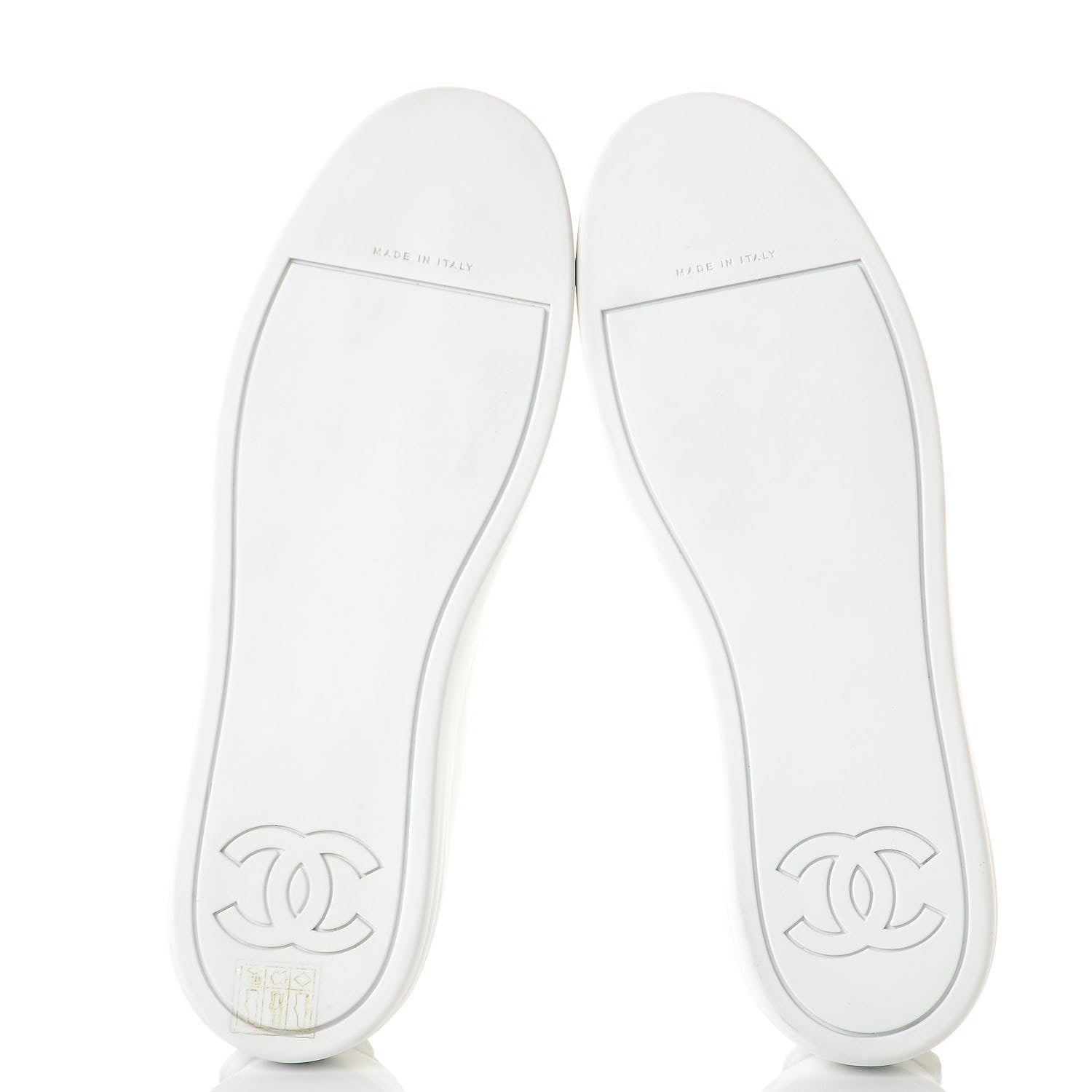 Chanel Calfskin Velvet Womens CC Sneakers 41.5 White Silver 5 of 9