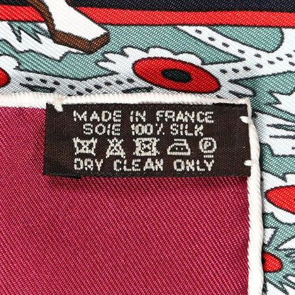 Hermes Silk Les Tresors D Un Artiste Scarf 90 Bordeaux Vert Blue 4 of 4