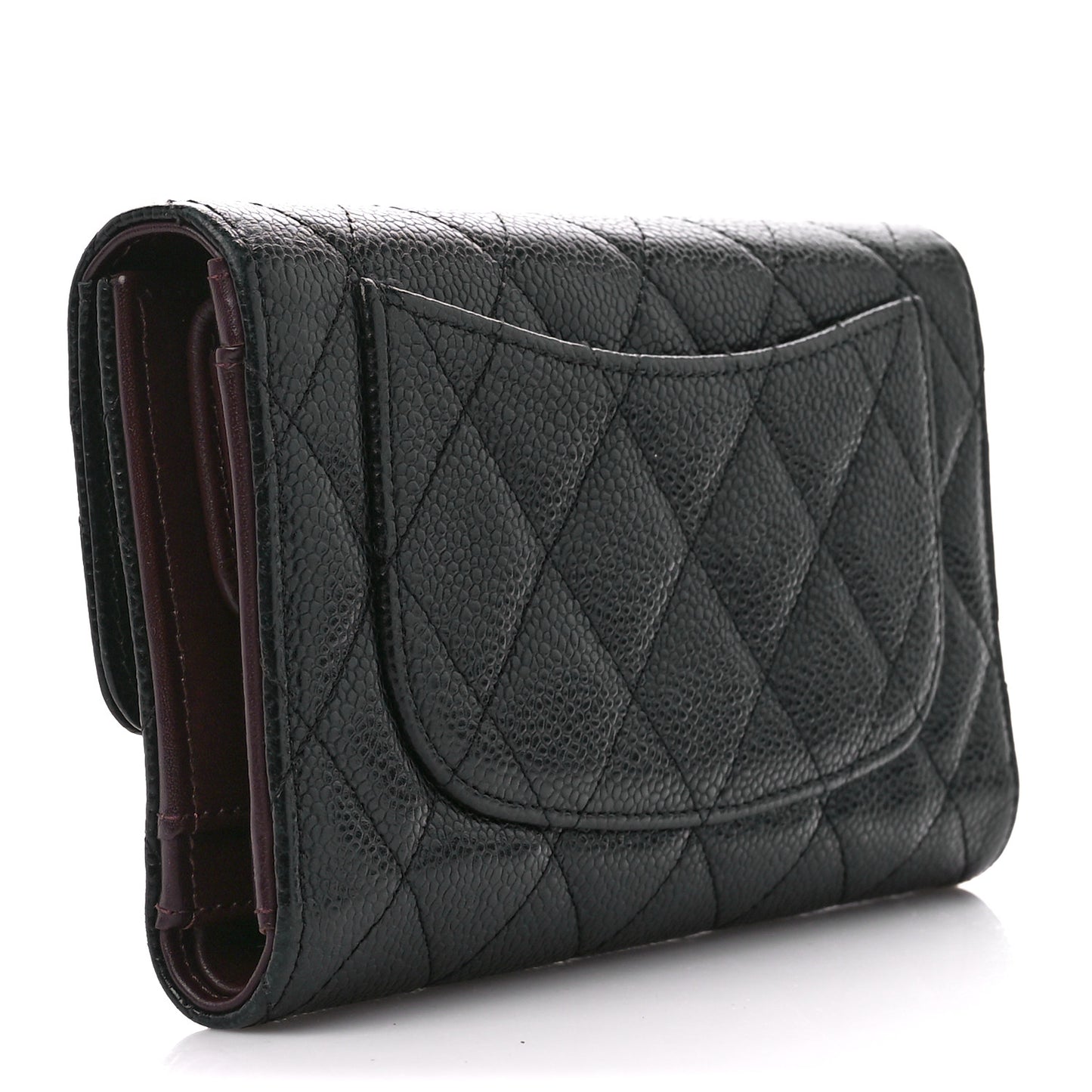Caviar Quilted Large Flap Wallet Black
