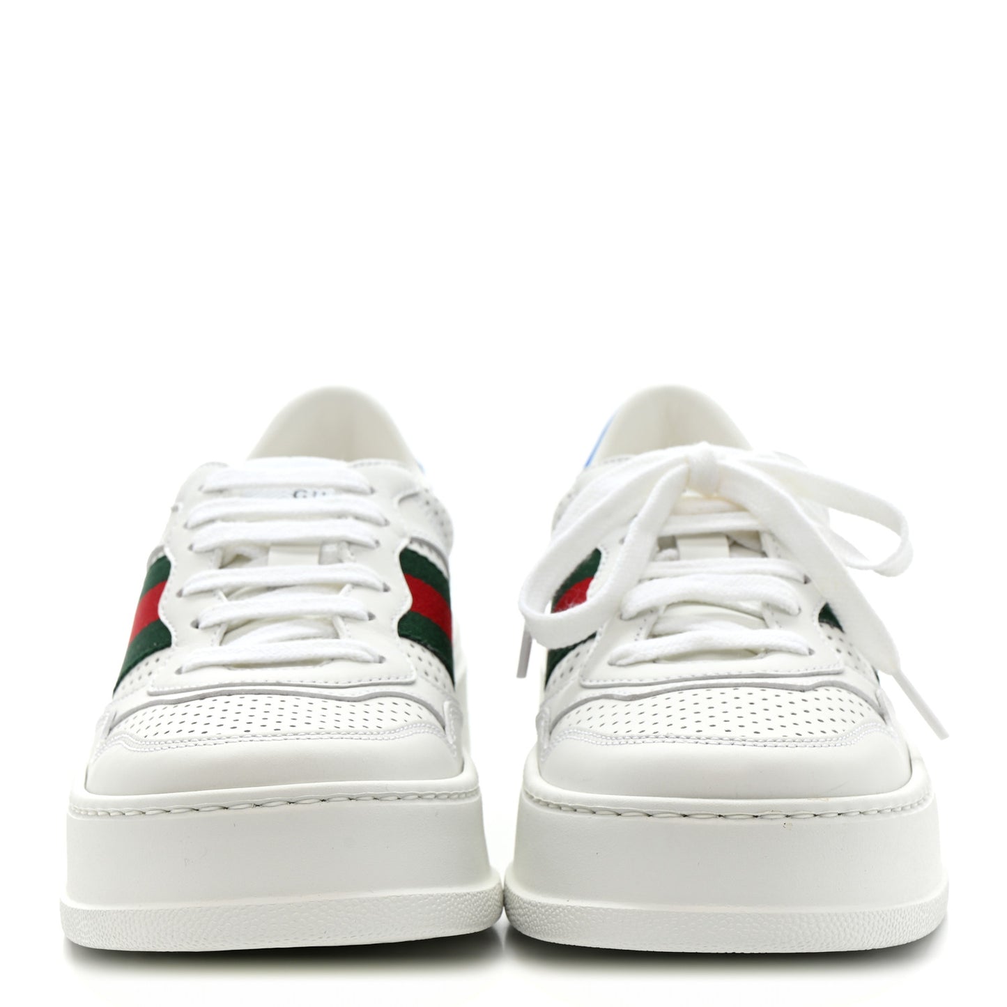 Calfskin Web Perforated Womens Platform 55mm Sneakers 36 White Bright Splash