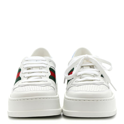 Gucci Calfskin Web Perforated Womens Platform 55mm Sneakers 36 White Bright Splash 3 of 10