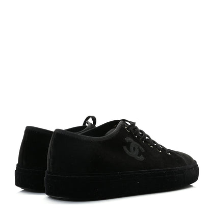 Chanel Velvet Womens CC Sneakers 41 Black 5 of 11