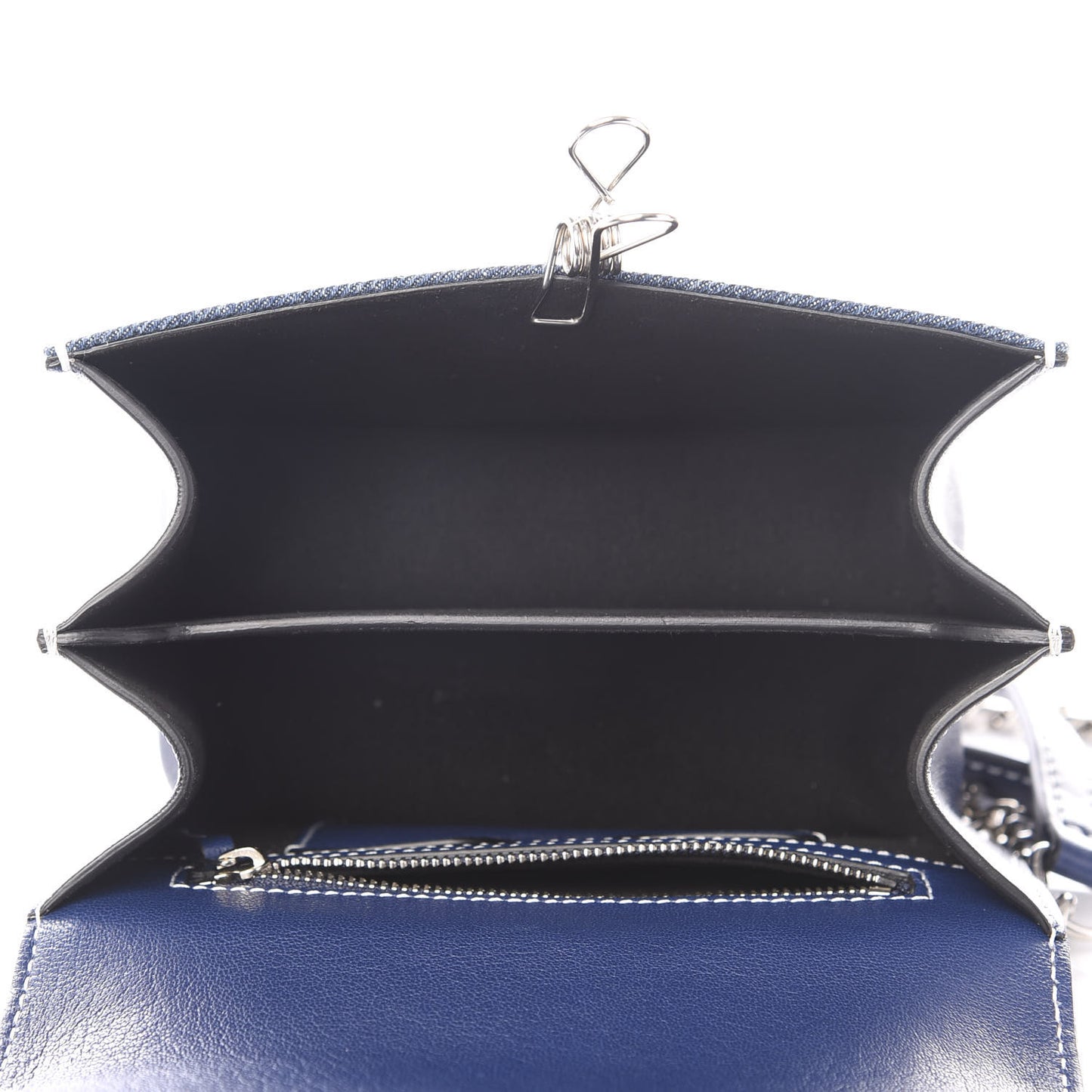 Denim Small Jeweled Knuckle Satchel Indigo Pacific
