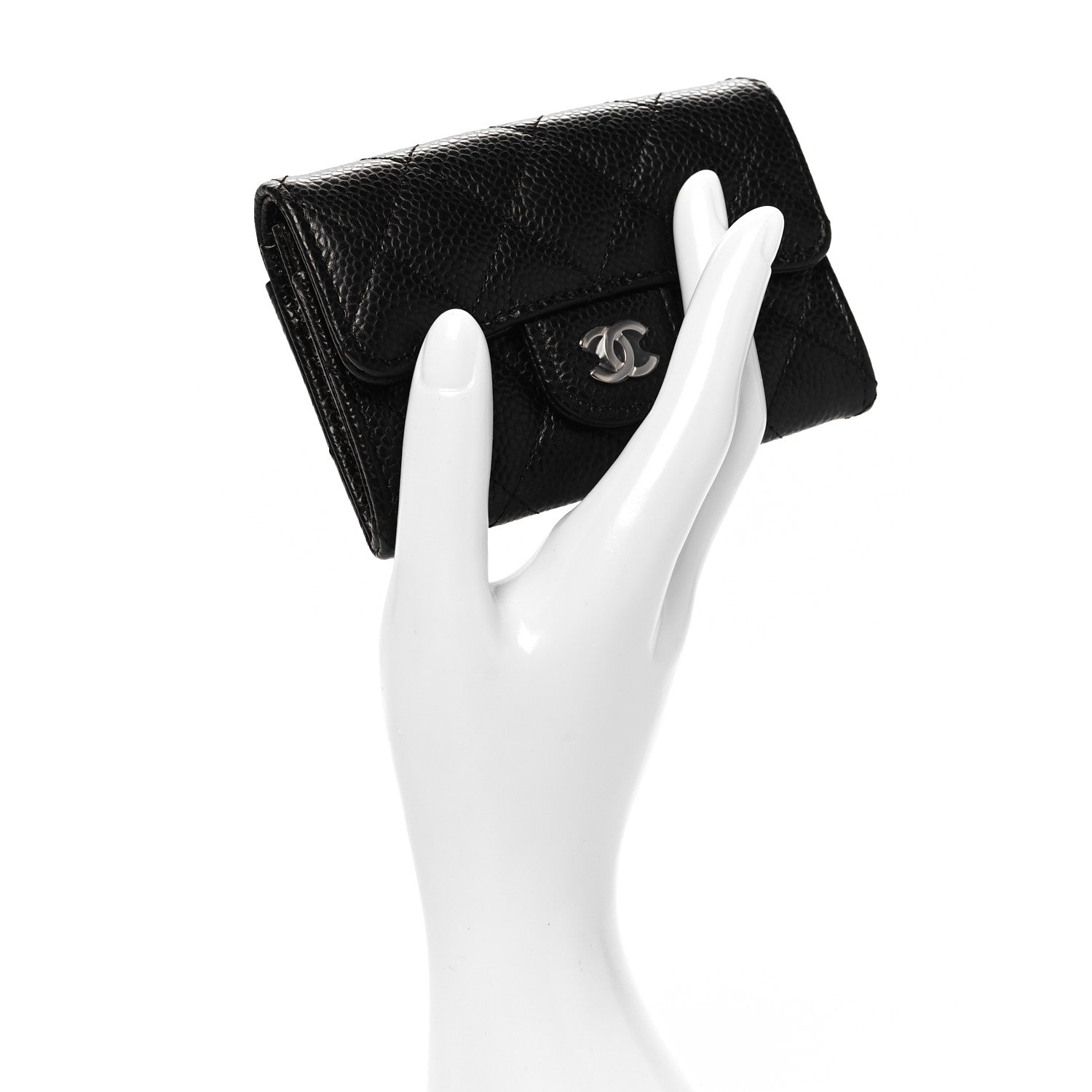 Chanel Caviar Quilted Flap Card Holder Wallet Black 2 of 9