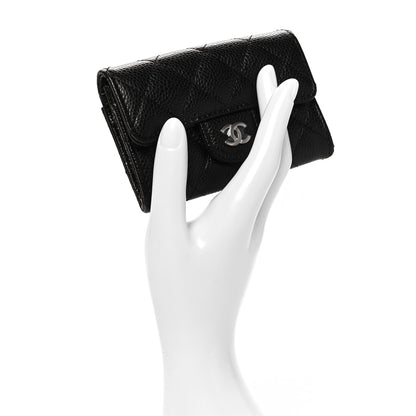 Chanel Caviar Quilted Flap Card Holder Wallet Black 2 of 9