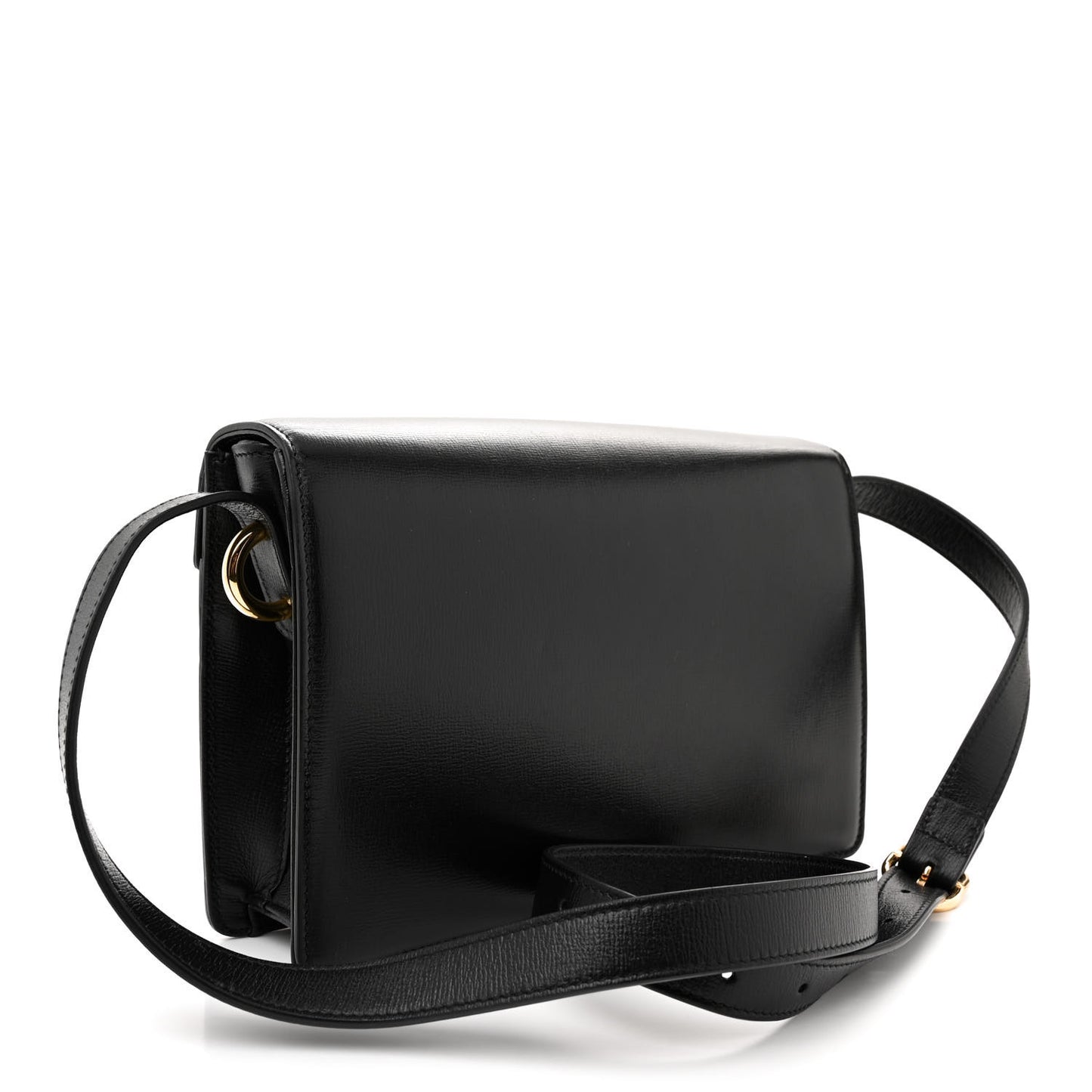 Textured Calfskin Medium Torchon GG Ring Shoulder Bag Black