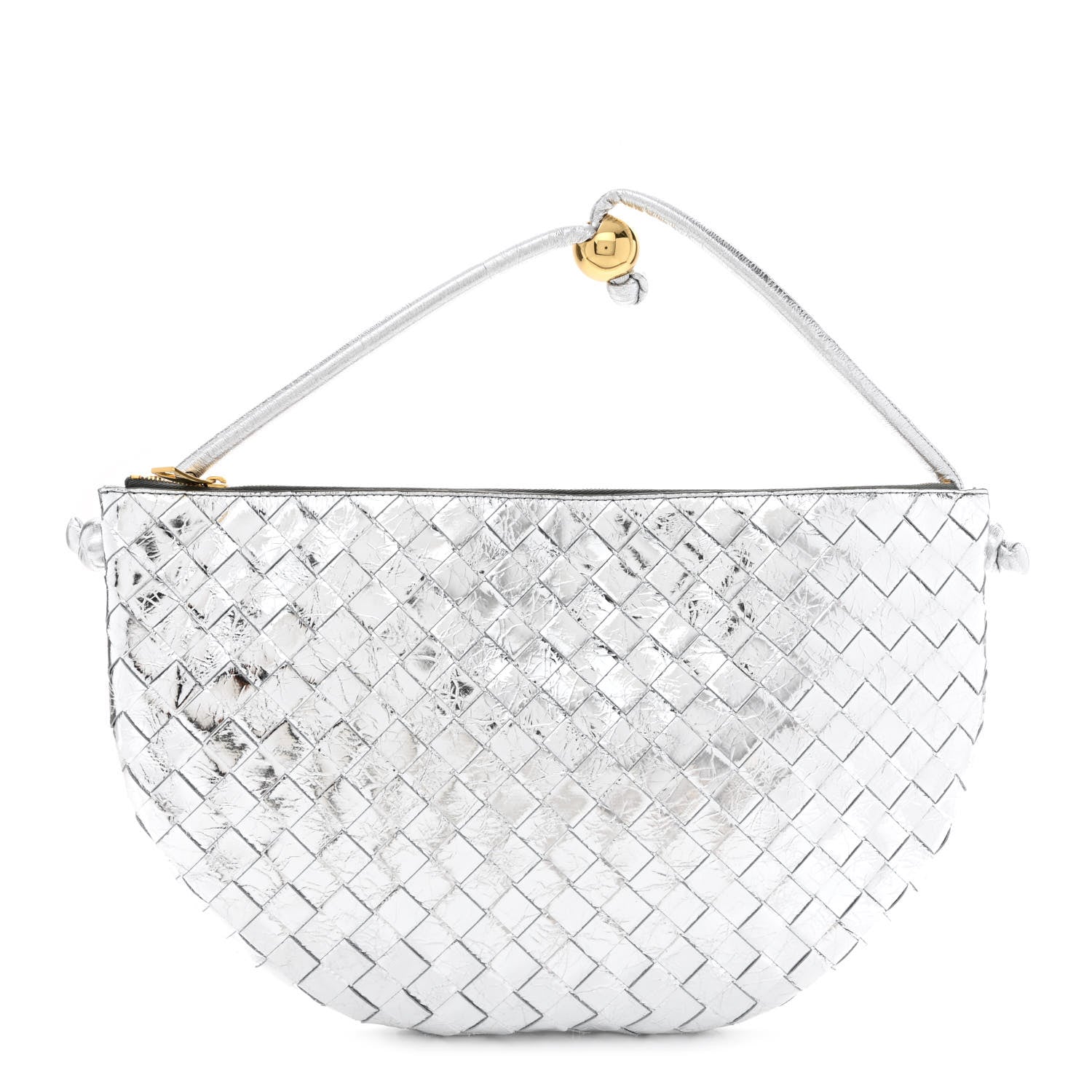 Bottega Veneta Metallic Nappa Intrecciato Medium Turn Pouch Silver 1 of 10