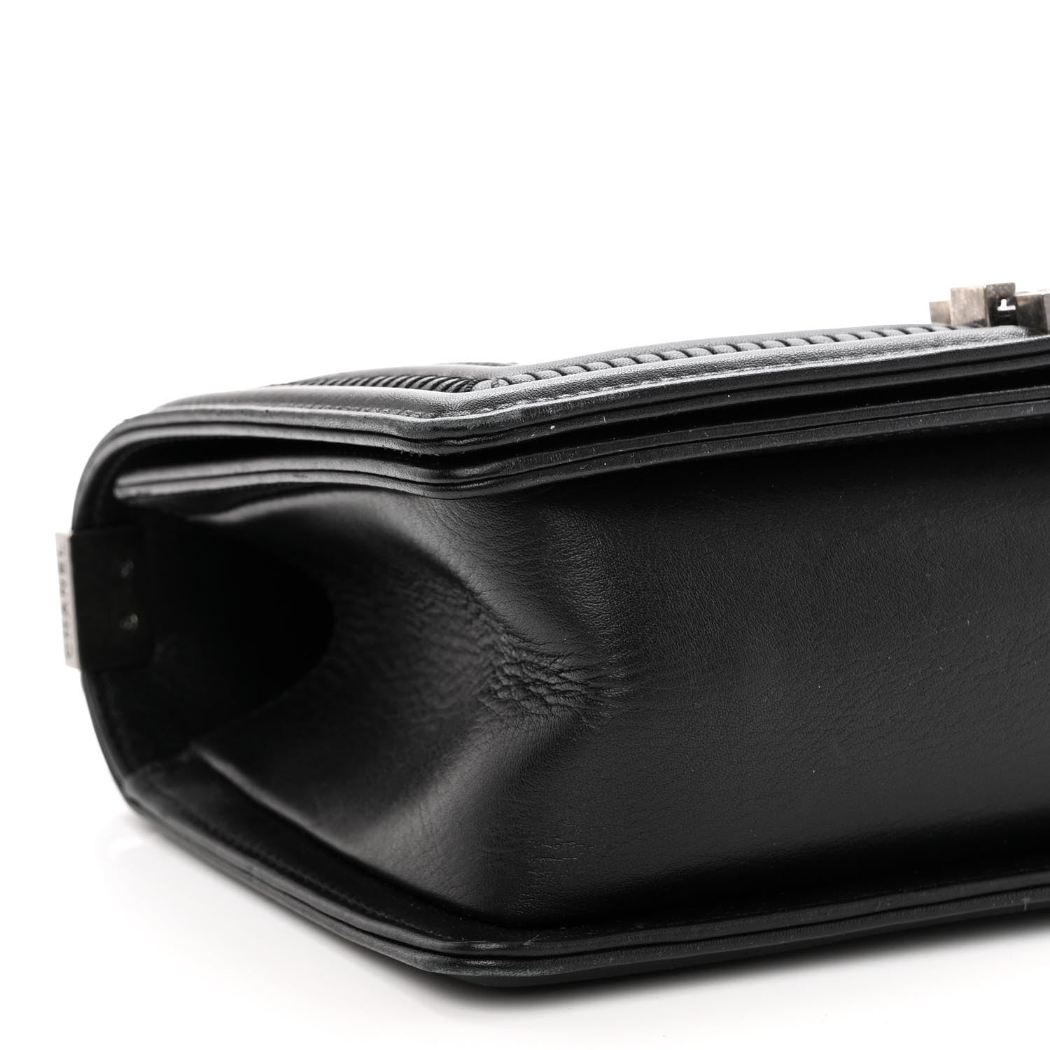 Chanel Calfskin Woven Medium Boy Flap Black White 8 of 11