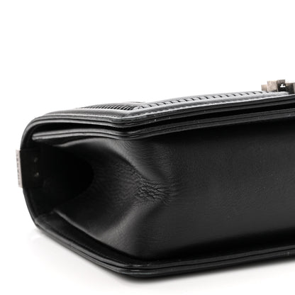 Chanel Calfskin Woven Medium Boy Flap Black White 8 of 11