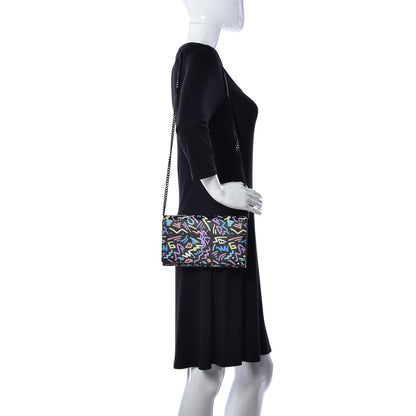 Saint Laurent Grain De Poudre Medium Classic Monogram Multicolor Graphic Print Chain Wallet Black 2 of 9