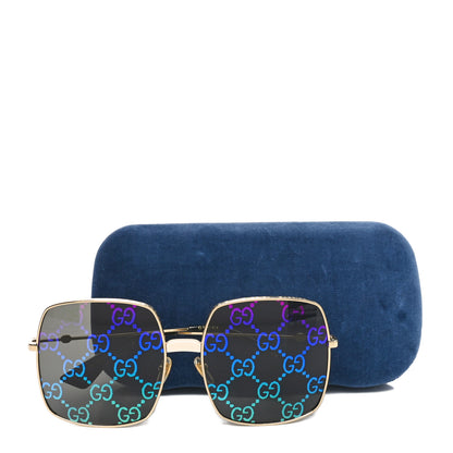 Gucci Metal Rectangular Frame Sunglasses GG0414S Gold Multicolor 8 of 8