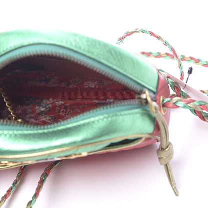 Gucci Laminated Nappa Trapuntata Mini Zumi Dome Shoulder Bag Rosso Jasmine Green Rame 5 of 10