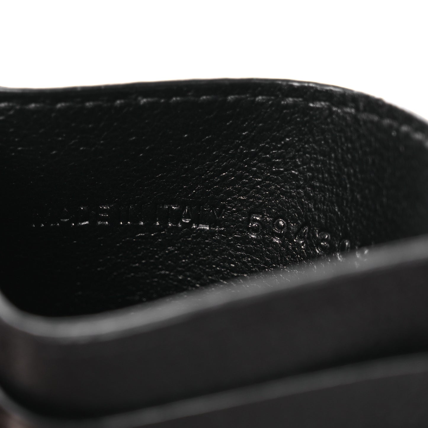 Grained Calfskin Logo Cash Card Holder Black White