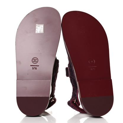 Chanel Velvet Velcro Dad Sandals 37.5 Pink 7 of 12