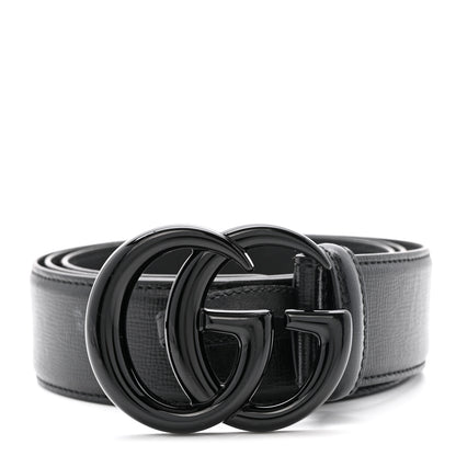 Gucci Azalea Calfskin Enamel Monochrome Double G Belt 100 40 Black 1 of 5