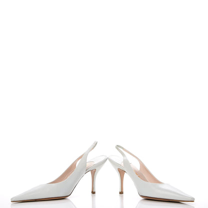 Chanel Lambskin CC Slingback Heels 38 Light Green 5 of 12