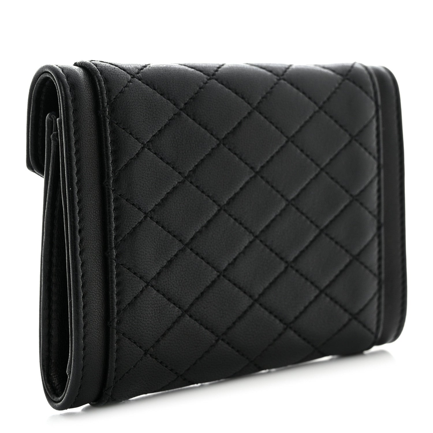Saint Laurent Lambskin Quilted Monogram Gaby Small Envelope Wallet Black 3 of 8