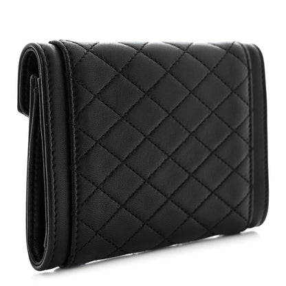 Saint Laurent Lambskin Quilted Monogram Gaby Small Envelope Wallet Black 3 of 8