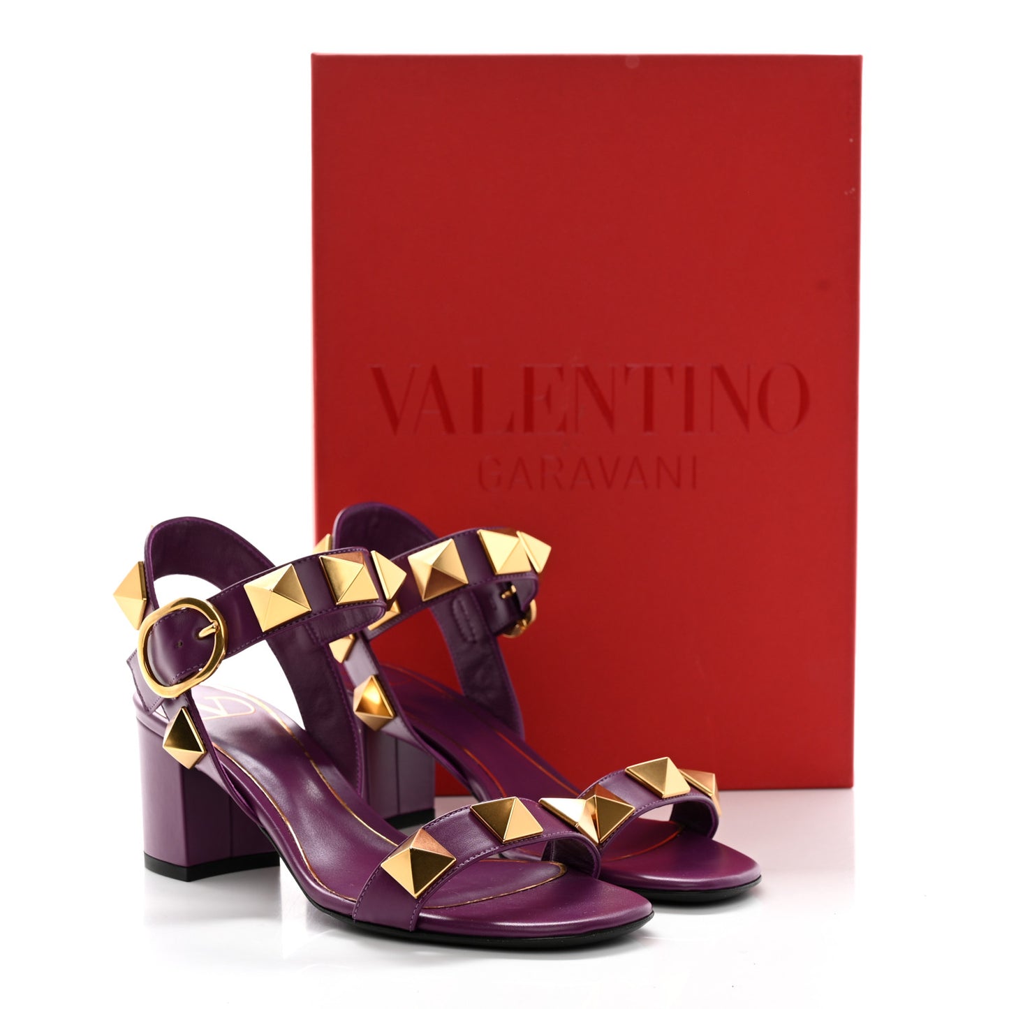 Calfskin Roman Stud 60mm Sandals 35 Prune