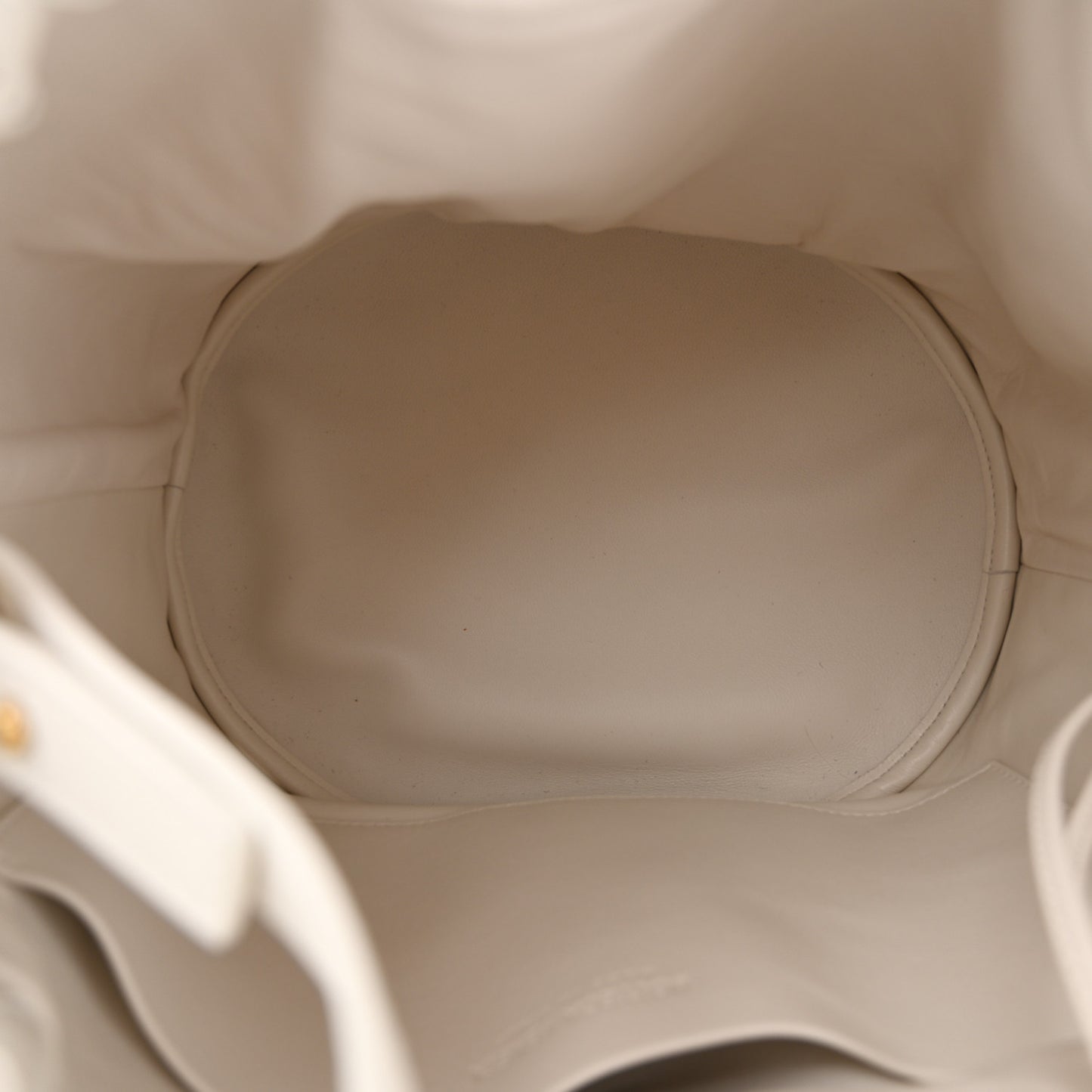 Calfskin Intrecciato Small Castello Bucket Bag White