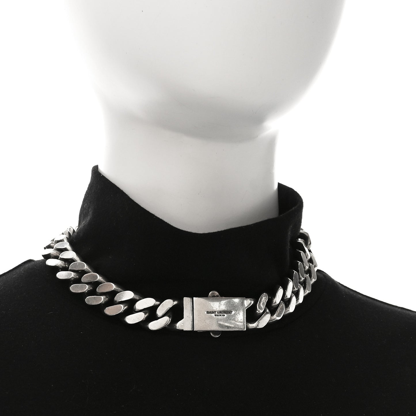 Metal Curb Chain Necklace Oxidized Silver