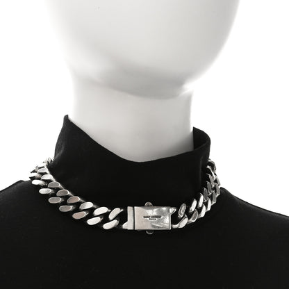 Saint Laurent Metal Curb Chain Necklace Oxidized Silver 2 of 4