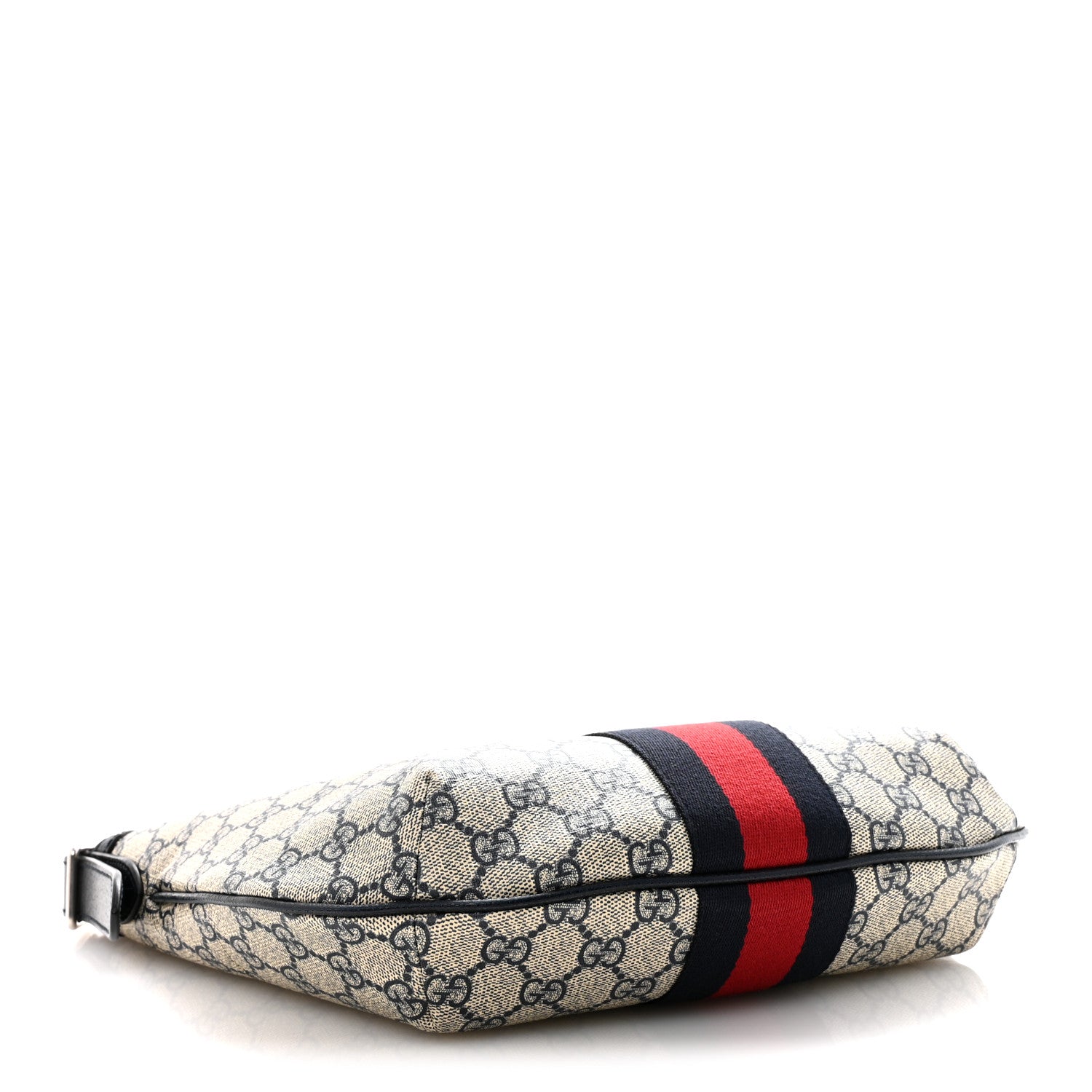 Gucci GG Supreme Monogram Textured Dollar Calfskin Web Small Ophidia Half Moon Hobo Beige Blue 4 of 12