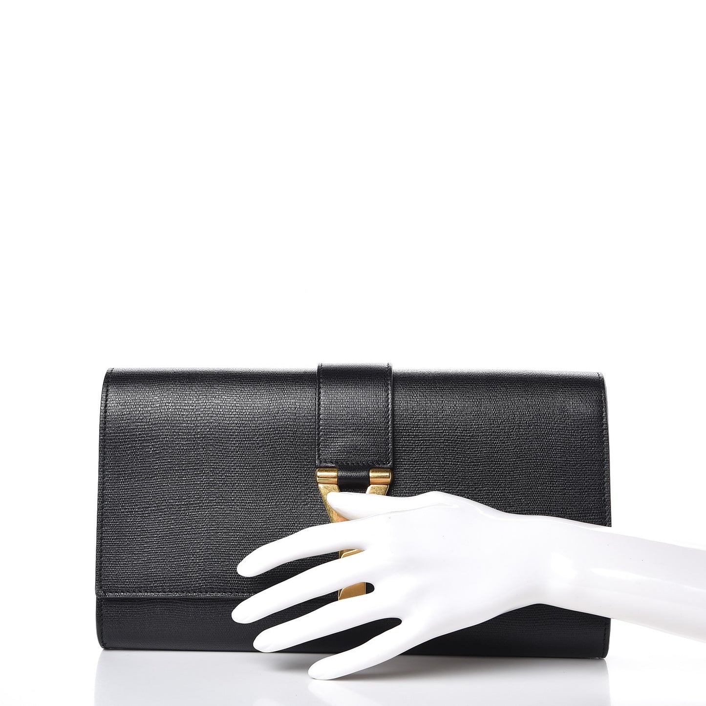 Textured Calfskin Y Ligne Clutch Black