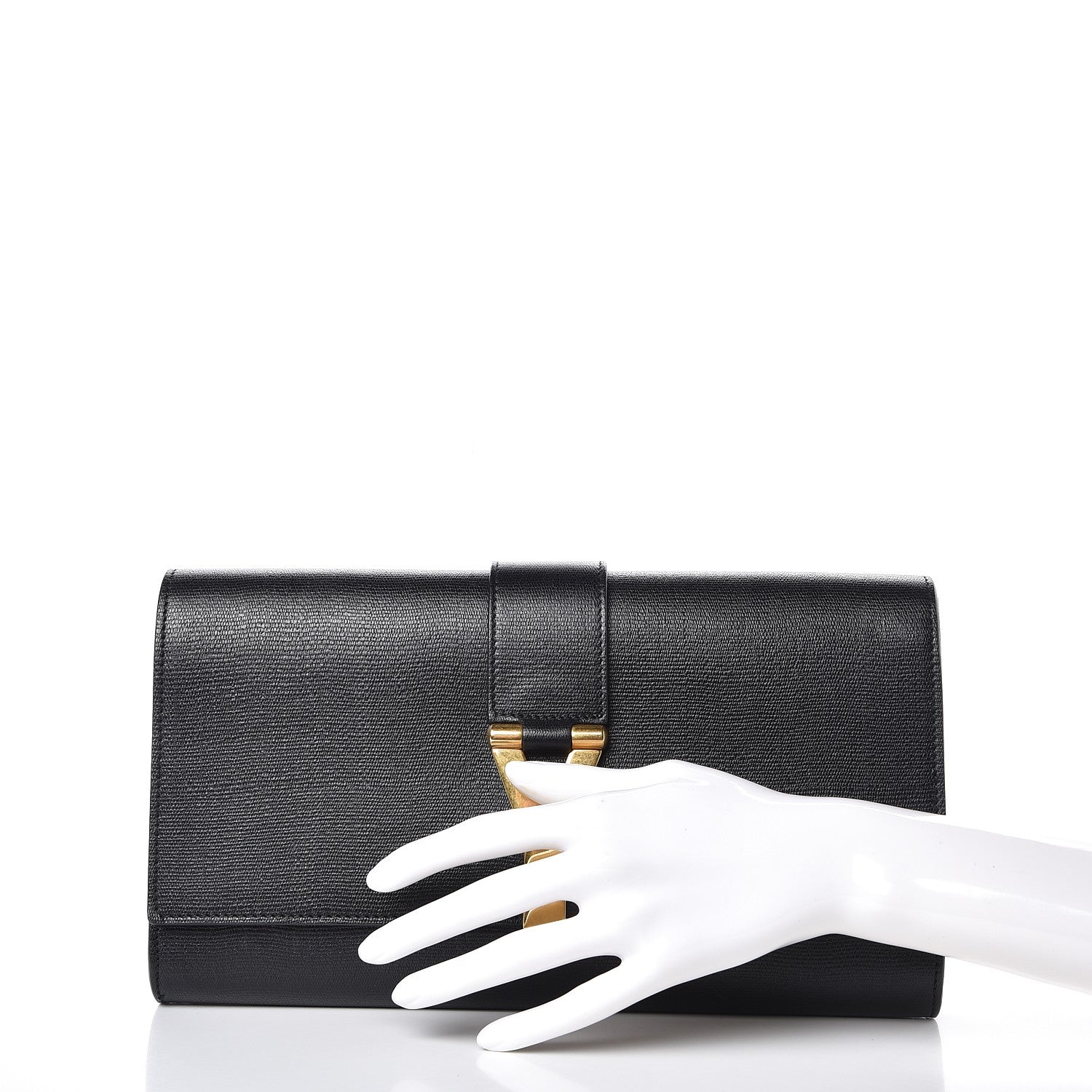 Saint Laurent Textured Calfskin Y Ligne Clutch Black 2 of 7