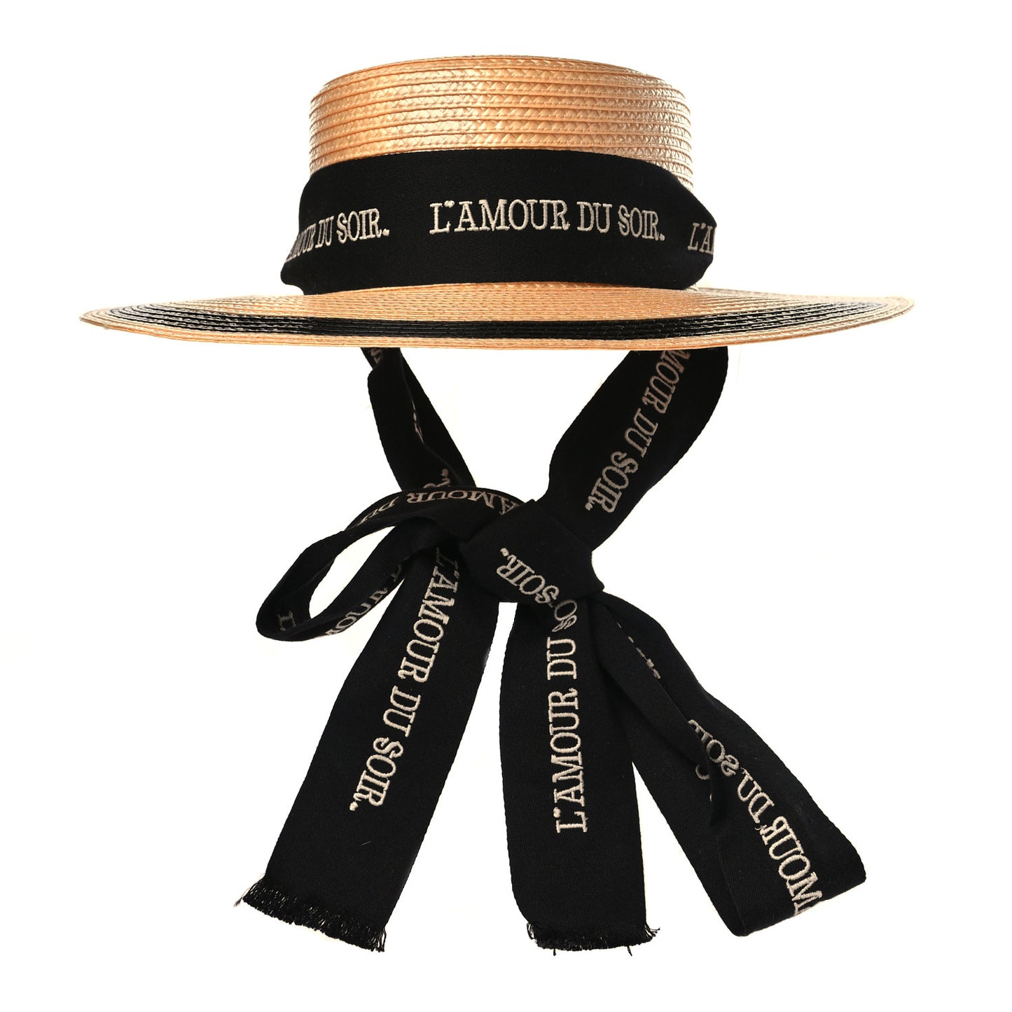 Raffia L'Amour Du Soir Sun Hat 56 Ivory Black