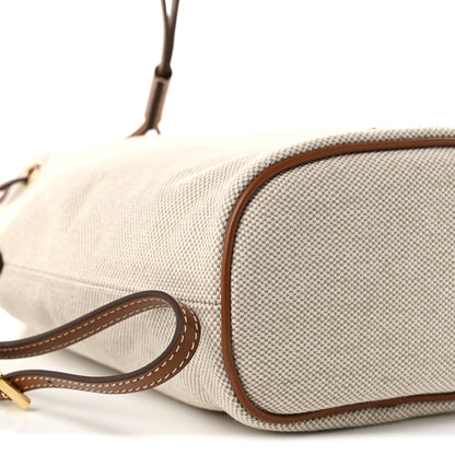 Prada Canvas Drawstring Wristlet Pouch Beige Cognac 9 of 10