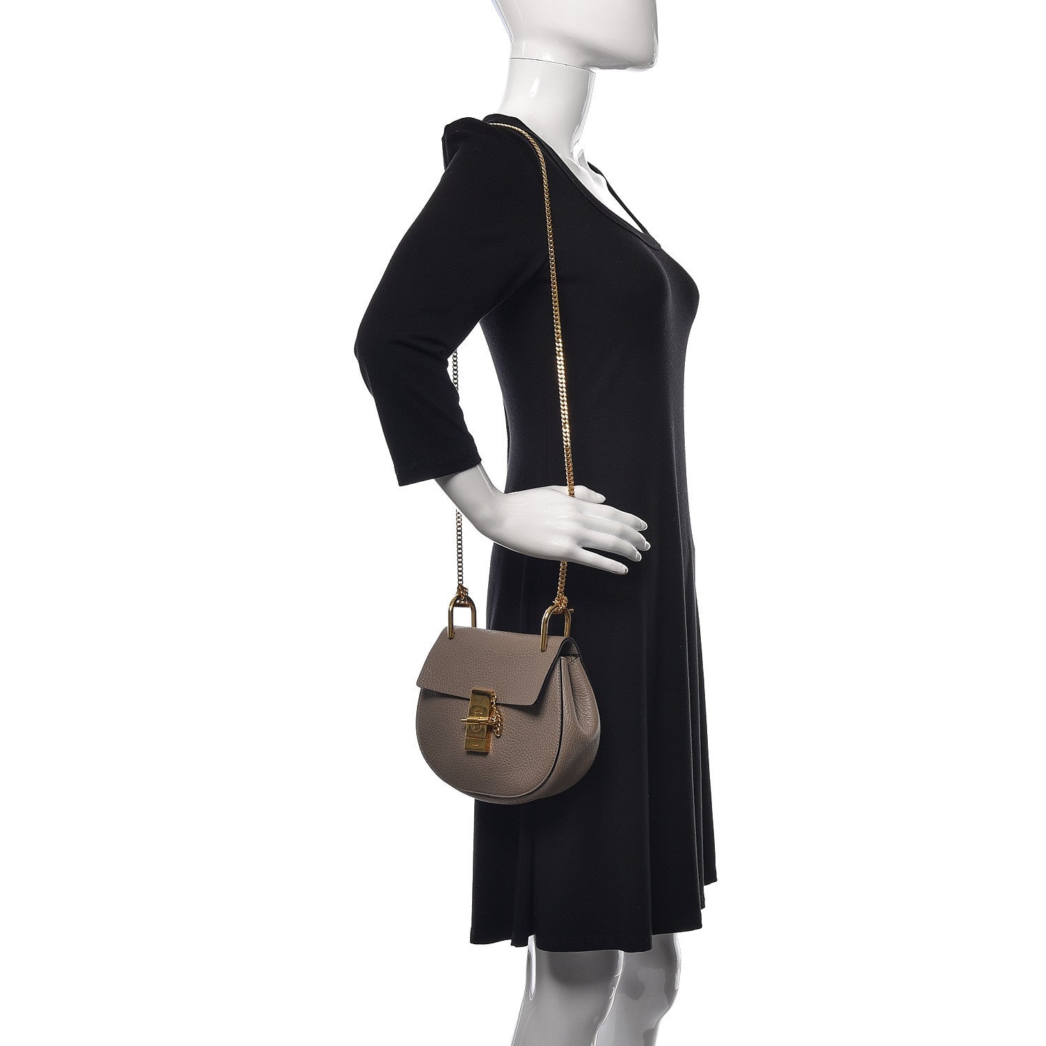 Chloe Grained Lambskin Mini Drew Shoulder Bag Motty Grey 2 of 9